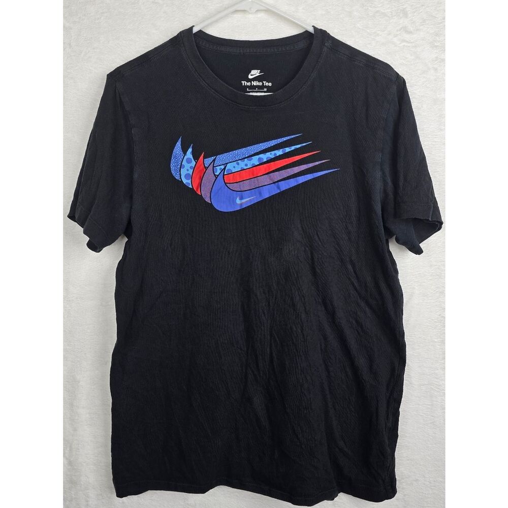 3/$25 Nike Graphic Tee Black Multicolor Swoosh Logo T-Shirt Mens Small